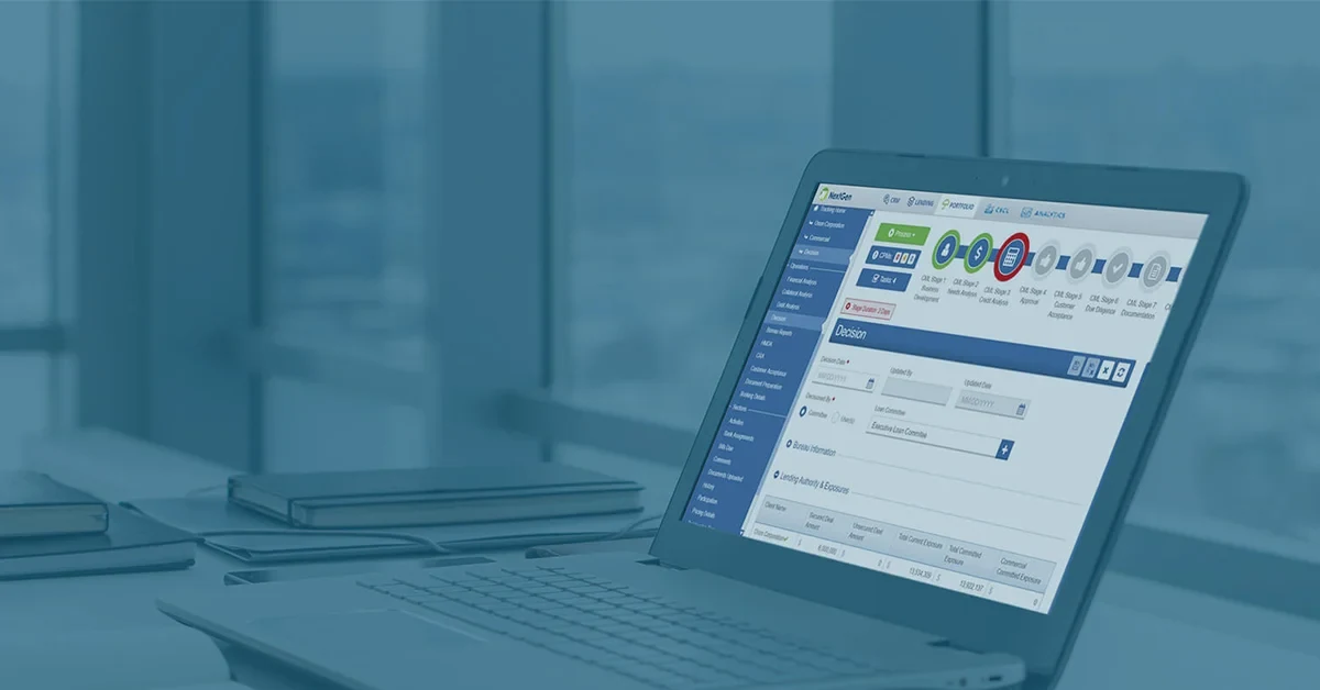 The old NextGen loan decision screen on a laptop